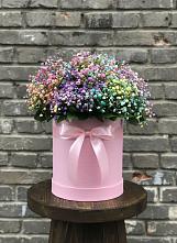 Цветочная композиция из Гипсофила и Розы в шляпной коробке #REPLACE_PRED# Смоляниново