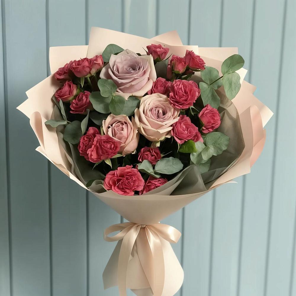 Букет цветов из: Гвоздики и Розы в Смоляниново