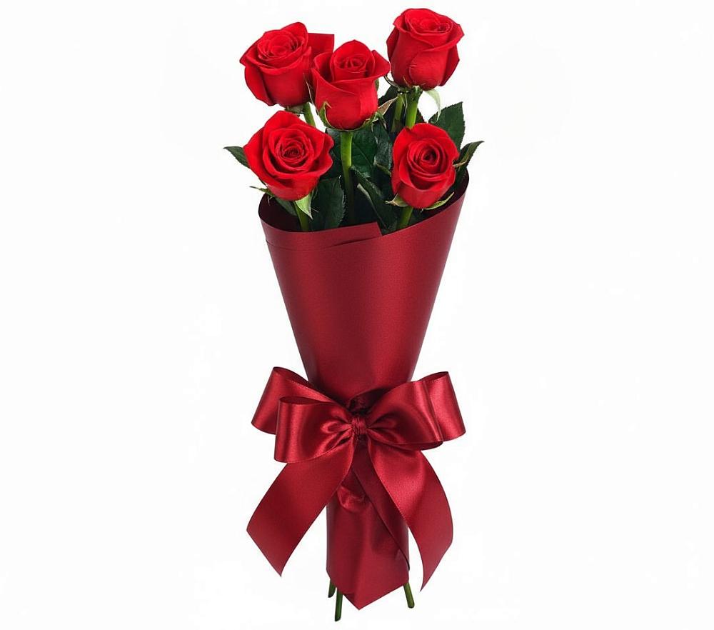 Букет 5 Красных роз Эдлесс Лав в Смоляниново