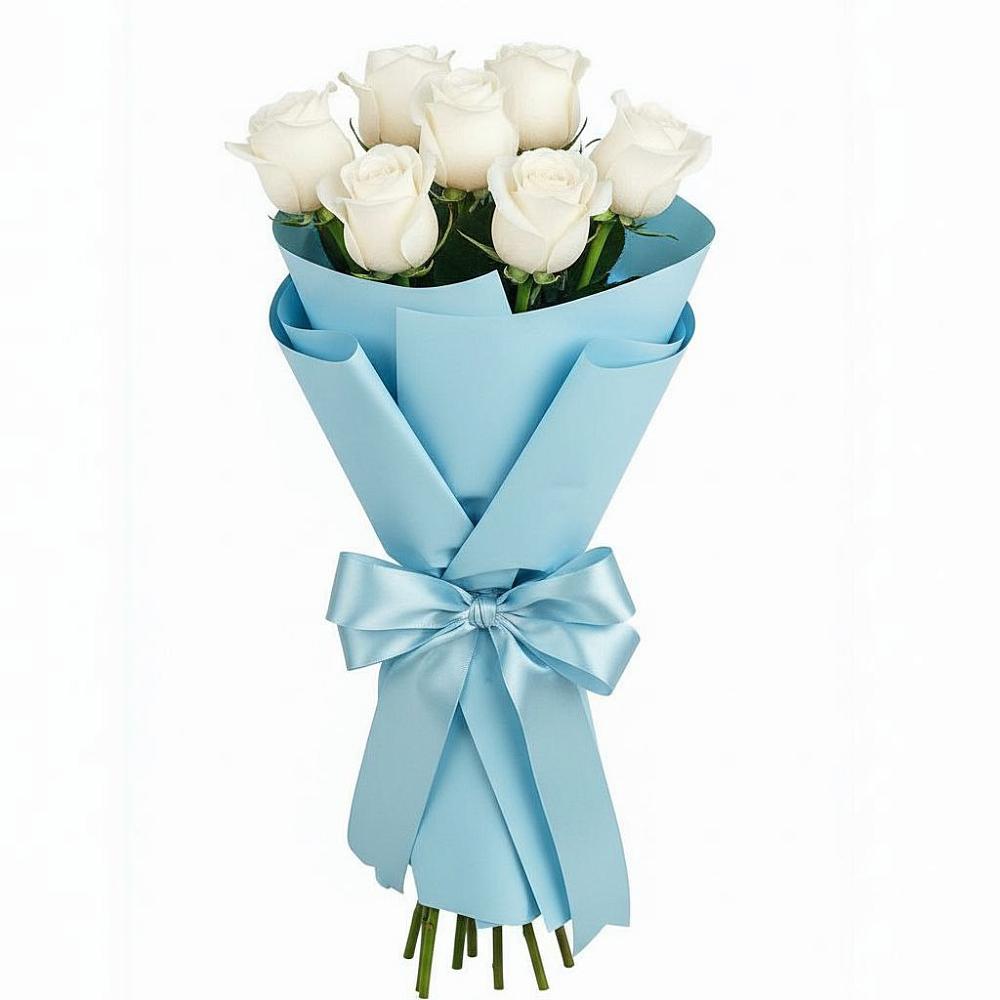 Букет 7 белых роз Проуд в Смоляниново