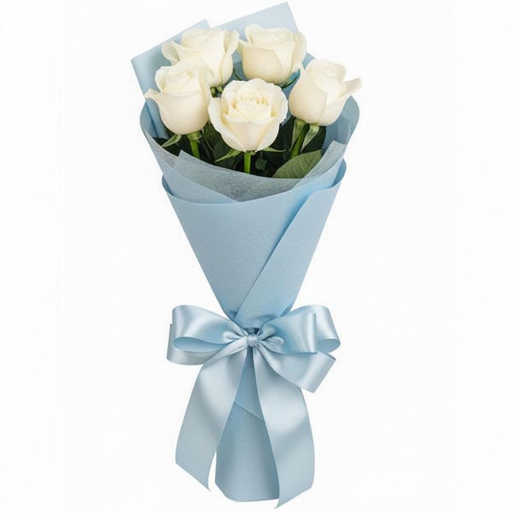 Букет 5 Белых роз Проуд в Смоляниново