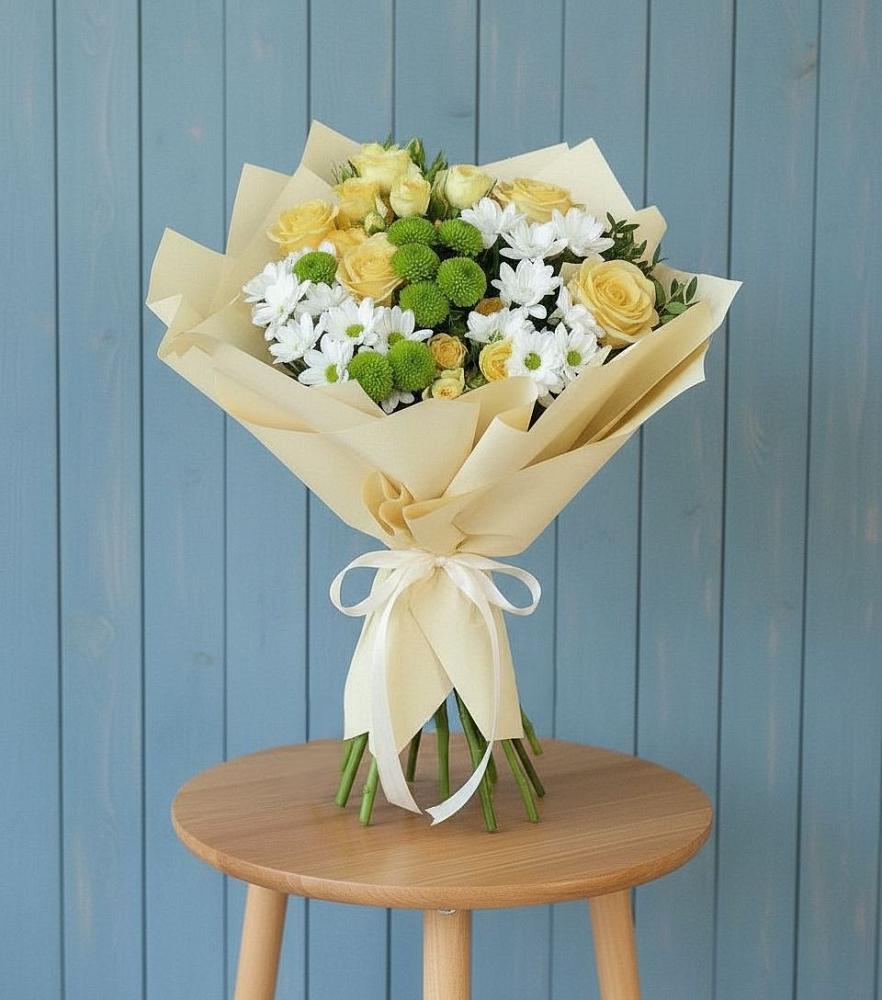 Букет цветов из: Хризантемы и Розы в Смоляниново