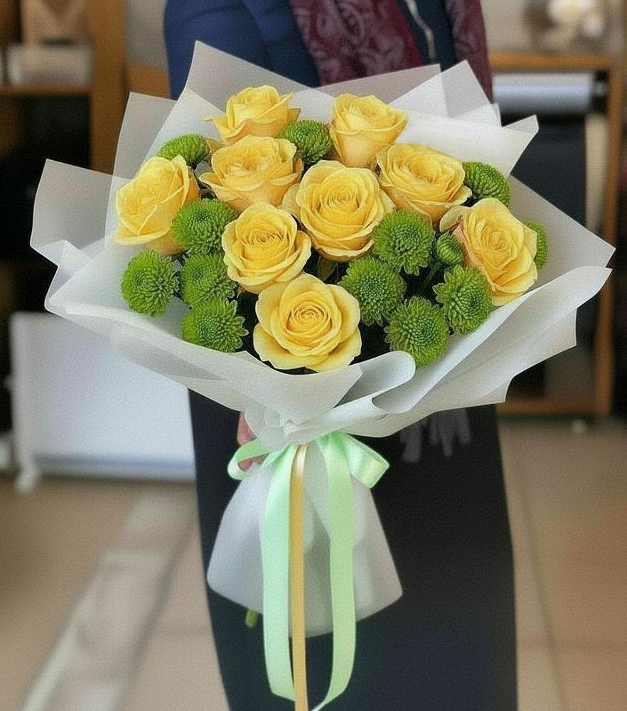 Букет цветов из: Хризантемы и Розы в Смоляниново