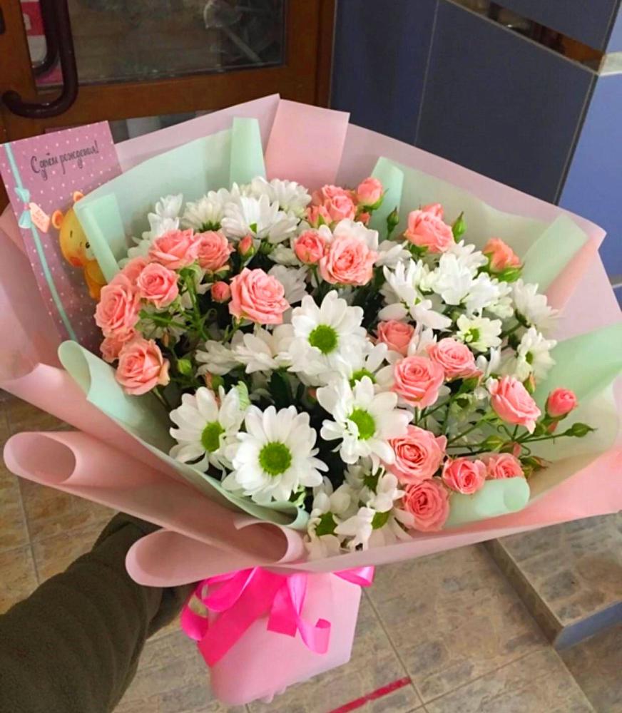 Букет цветов из: Розы и Хризантемы в Смоляниново