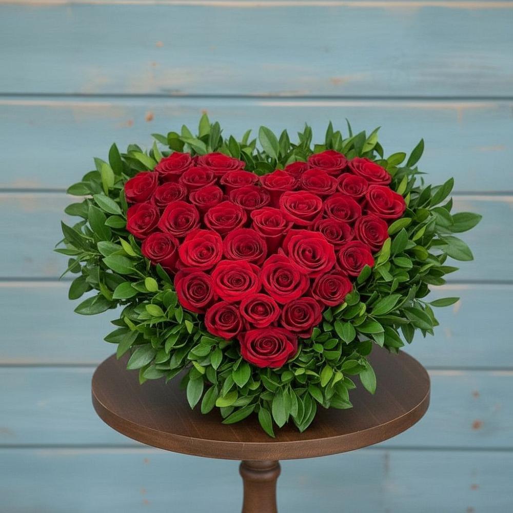 Цветочная композиция из Розы в виде сердца в Смоляниново