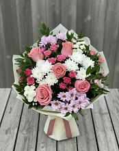 Букет цветов из:  Альстромерии, Гвоздики, Розы и Хризантемы в Смоляниново