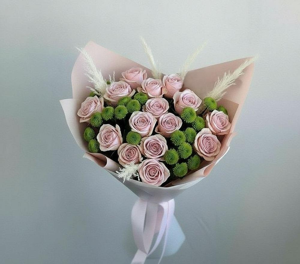 Букет цветов из: Розы и Хризантемы в Смоляниново