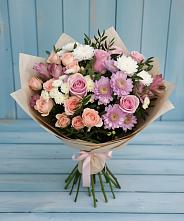 Букет цветов из:  Хризантемы, Розы и Альстромерии #REPLACE_PRED# Смоляниново