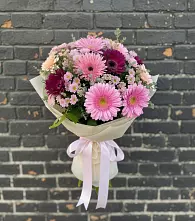 Букет цветов из:  Герберы и Хризантемы в Смоляниново