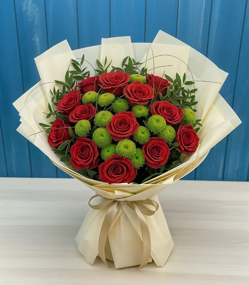 Букет цветов из: Розы и Хризантемы в Смоляниново