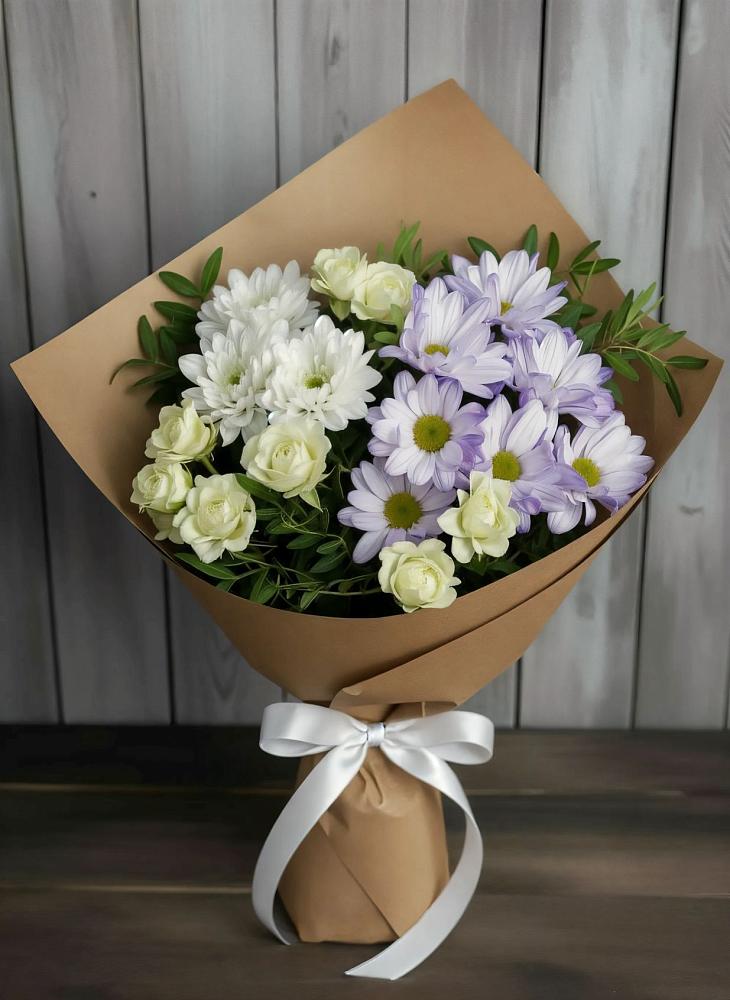 Букет цветов из: Хризантемы и Розы в Смоляниново